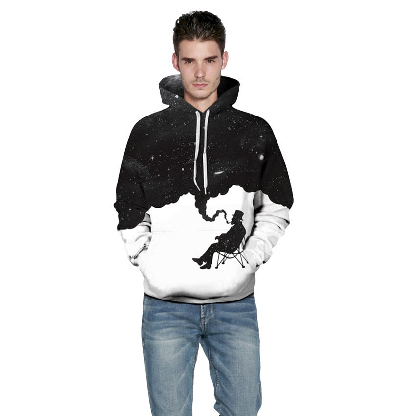 Smoke Cloud Thinkingman Sweatshirt Streetwear Hoodie Allover Print - BernardoModa