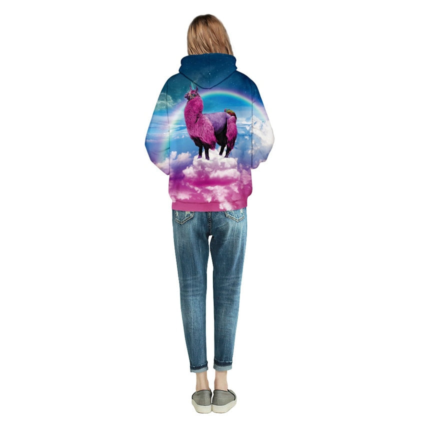 Lama Aesthetic Vaporwave Sweatshirt Streetwear Hoodie Allover Print - BernardoModa