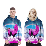 Lama Aesthetic Vaporwave Sweatshirt Streetwear Hoodie Allover Print - BernardoModa