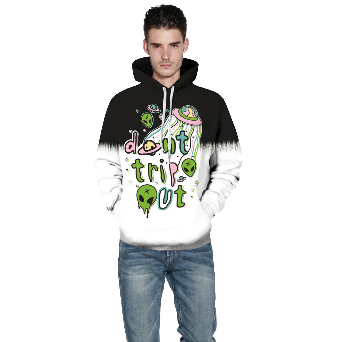 'Don't trip out' Alien Sweatshirt Streetwear Hoodie Allover - BernardoModa