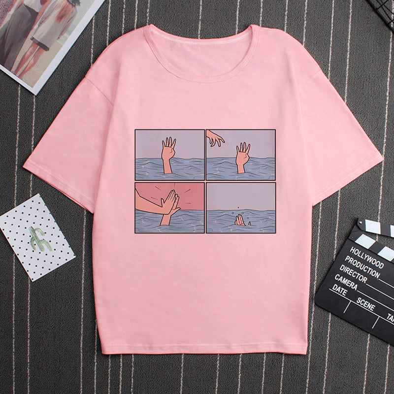 High Five while Sinking Pink Tee - BernardoModa