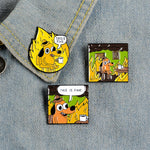 THIS IS FINE Cartoon Dog Meme Animal Enamel Pin