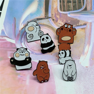 Cute Bear Polar Bear Panda Brown Bear Cartoon Animal Jewelry Gift Metal Enamel Pin