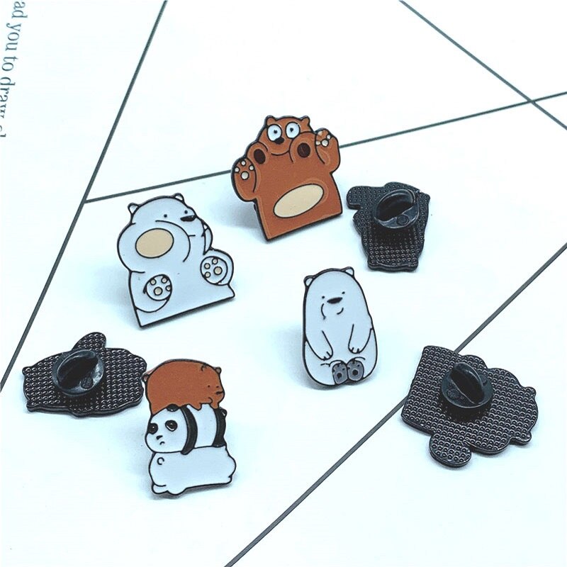 Cute Bear Polar Bear Panda Brown Bear Cartoon Animal Jewelry Gift Metal Enamel Pin