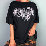 Vintage Oversized Medivial Art Black Oversize Tee Shirt