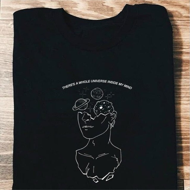 'There's a whole universe inside my mind' Aesthetic Art Black Tee Shirt