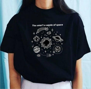 'You Aren't a waste of space' Aesthetic Art Black Tee Shirt