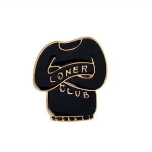 Edgy Introvert Loner Loser Club Autism Cat Punk Black White Jewelry Gift Enamel Pin