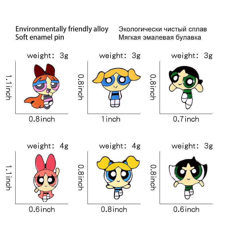 Powerpuff Girls Cartoon Enamel Pin