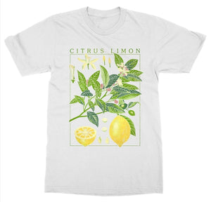 'Citrus Limon' Lemon Plant Aesthetic Art Black Tee Shirt