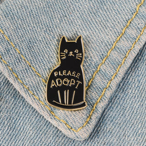 Edgy Introvert Loner Loser Club Autism Cat Punk Black White Jewelry Gift Enamel Pin