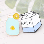 Lemonade Milk Juice Drink Lemon Glass Jewelry Gift Enamel Pin