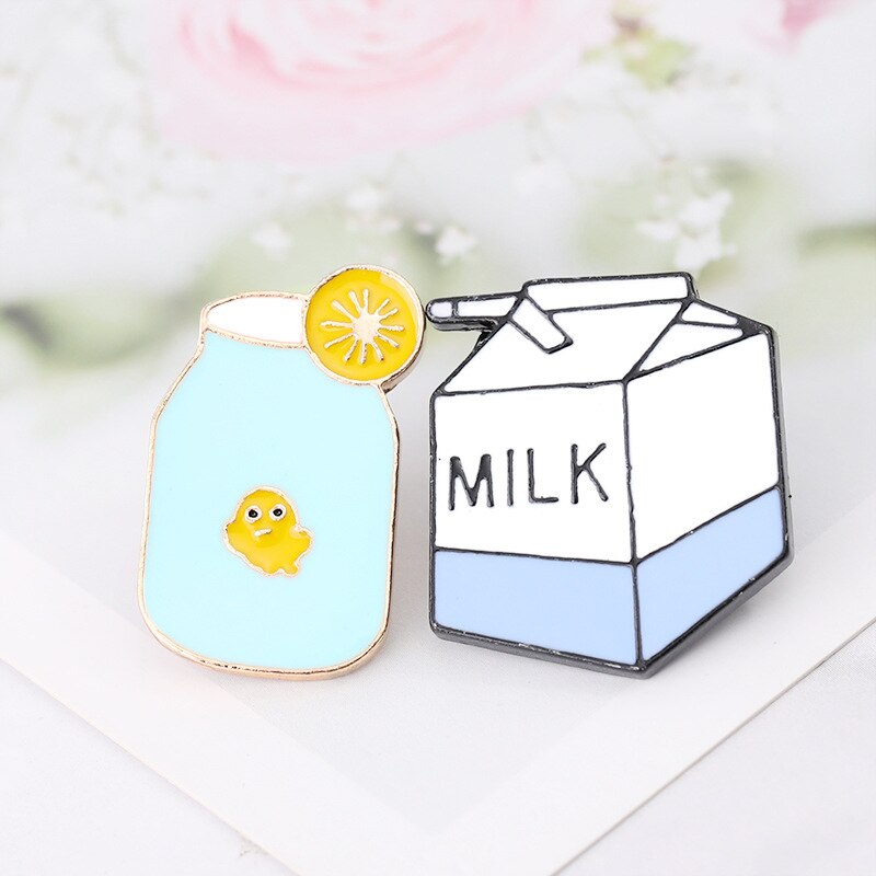 Lemonade Milk Juice Drink Lemon Glass Jewelry Gift Enamel Pin