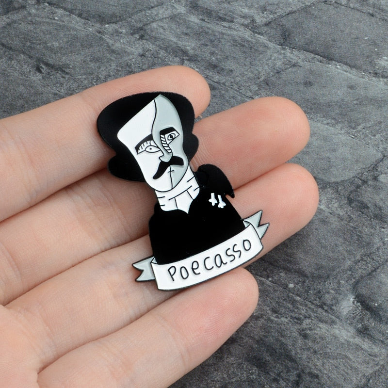 Movie Role Enamel Edgar Allan Poe Wednesday Fry Jewelry Enamel Pin