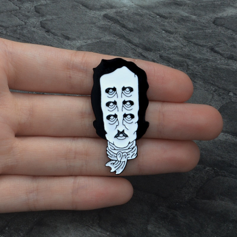 Movie Role Enamel Edgar Allan Poe Wednesday Fry Jewelry Enamel Pin