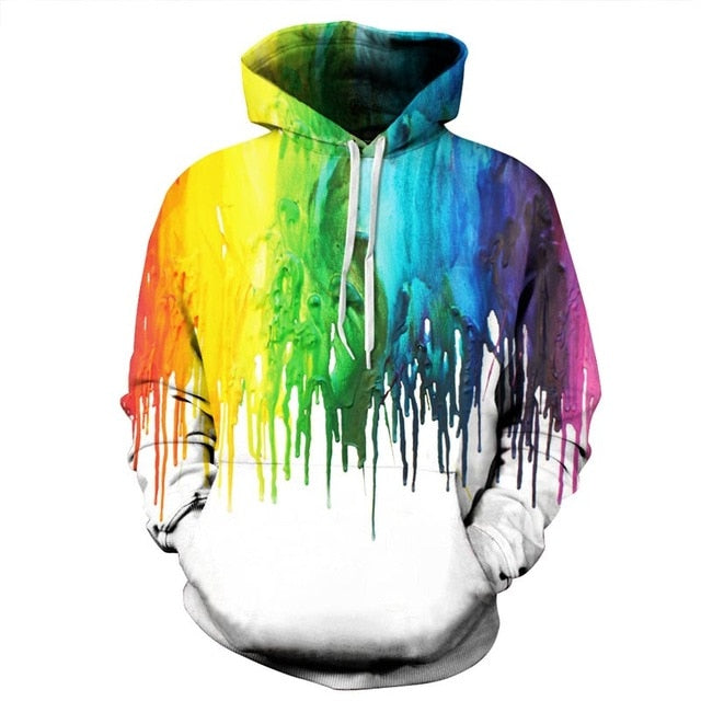 Rainbow Colorful Splash Sweatshirt Streetwear Hoodie Allover Print - BernardoModa