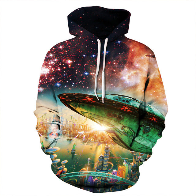 Space Airship Sweatshirt Streetwear Hoodie Allover - BernardoModa