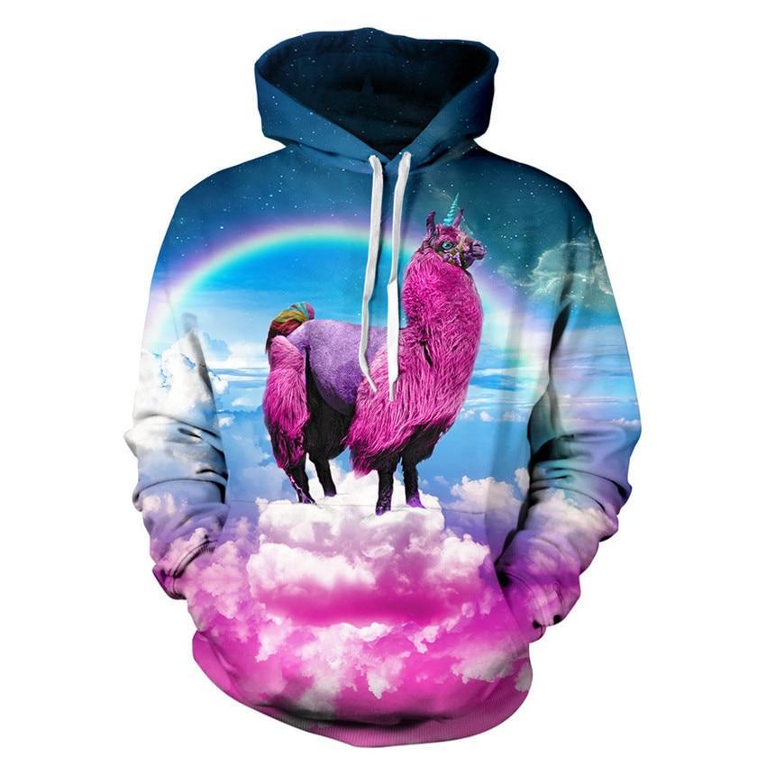 Lama Aesthetic Vaporwave Sweatshirt Streetwear Hoodie Allover Print - BernardoModa