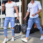 2018 New Fashion Men's Stretchy Ripped Skinny Jeans Destroyed Taped Slim Fit Denim Pants Top Quality - BernardoModa