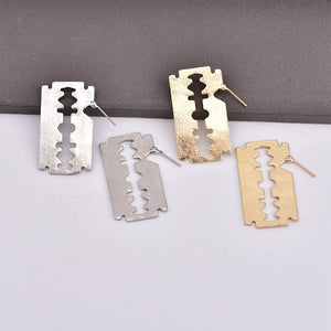 Unisex Aesthetic Punk Golden Razor Blade Shape Earrings - BernardoModa