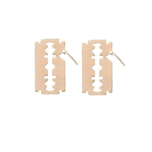 Unisex Aesthetic Punk Golden Razor Blade Shape Earrings - BernardoModa