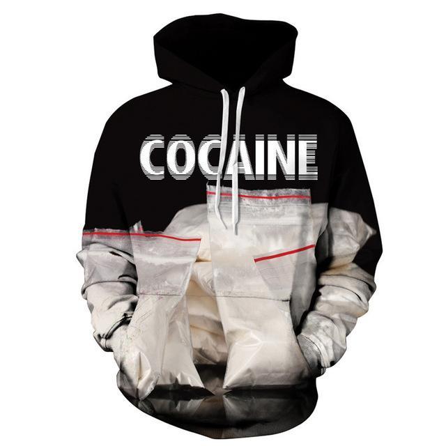 COCAINE Sweatshirt Streetwear Hoodie Allover Print - BernardoModa