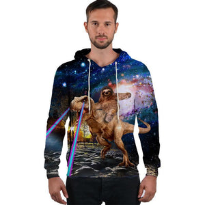 Dinosaur Sloth Galaxy Sweatshirt Streetwear Hoodie Allover Print - BernardoModa