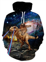 Dinosaur Sloth Galaxy Sweatshirt Streetwear Hoodie Allover Print - BernardoModa