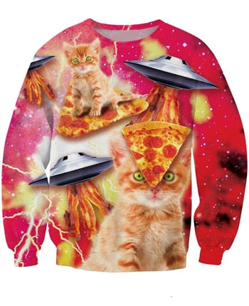 Cute KItten Pizza Hoodie/Sweatshirt/Short Sleeves - BernardoModa