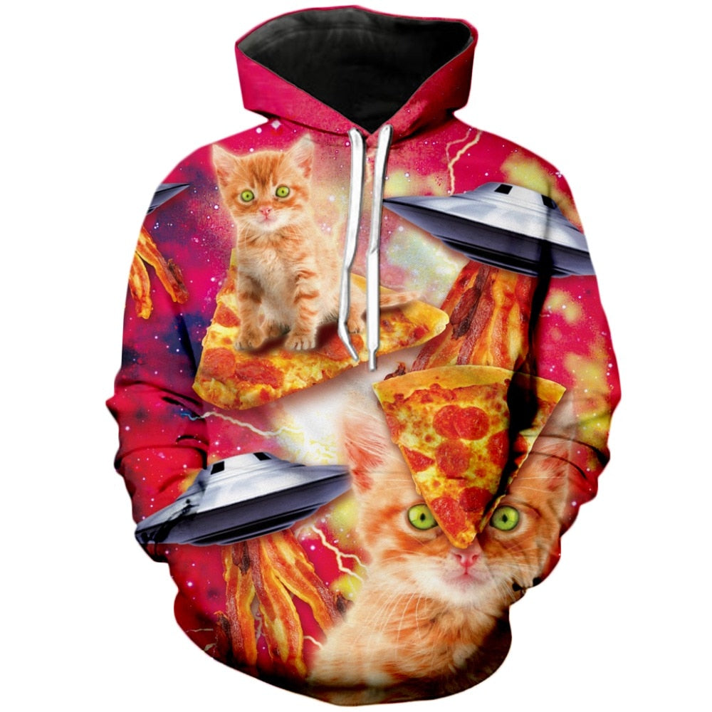 Cute KItten Pizza Hoodie/Sweatshirt/Short Sleeves - BernardoModa