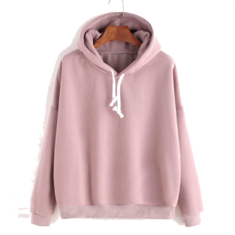 Women Loose Fit Rose Pink Sweatshirt Streetwear Hoodie Allover - BernardoModa