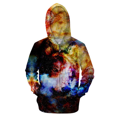 Wolf Moon Zipper Sweatshirt Streetwear Hoodie Allover - BernardoModa