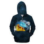 Wolf Moon Zipper Sweatshirt Streetwear Hoodie Allover - BernardoModa