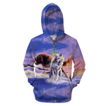 Wolf Moon Zipper Sweatshirt Streetwear Hoodie Allover - BernardoModa