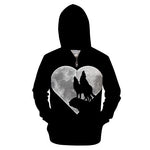 Wolf Moon Zipper Sweatshirt Streetwear Hoodie Allover - BernardoModa