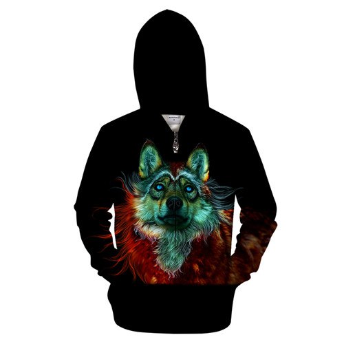 Wolf Moon Zipper Sweatshirt Streetwear Hoodie Allover - BernardoModa