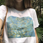 Van Gogh Almond Blossom Oil Painting Grunge Aesthetic Printed Tee Vintage Cute Shirt - BernardoModa