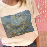 Van Gogh Almond Blossom Oil Painting Grunge Aesthetic Printed Tee Vintage Cute Shirt - BernardoModa