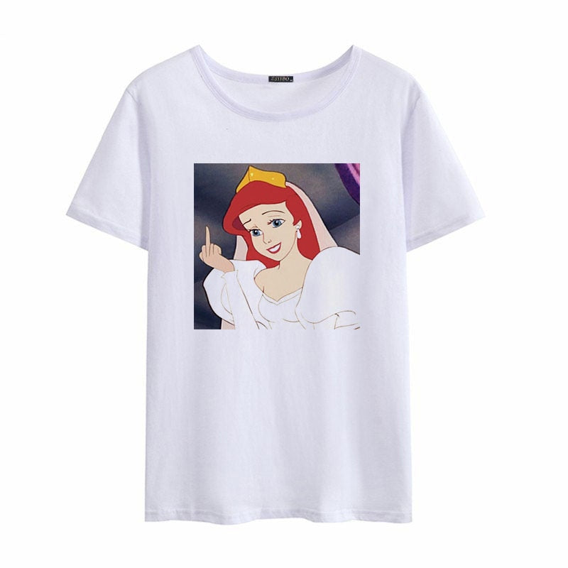 Disney Princess Middle finger White Tee - BernardoModa