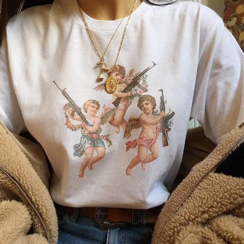 Angel 90s Fashion Aesthetic Harajuku 2 Tee - BernardoModa